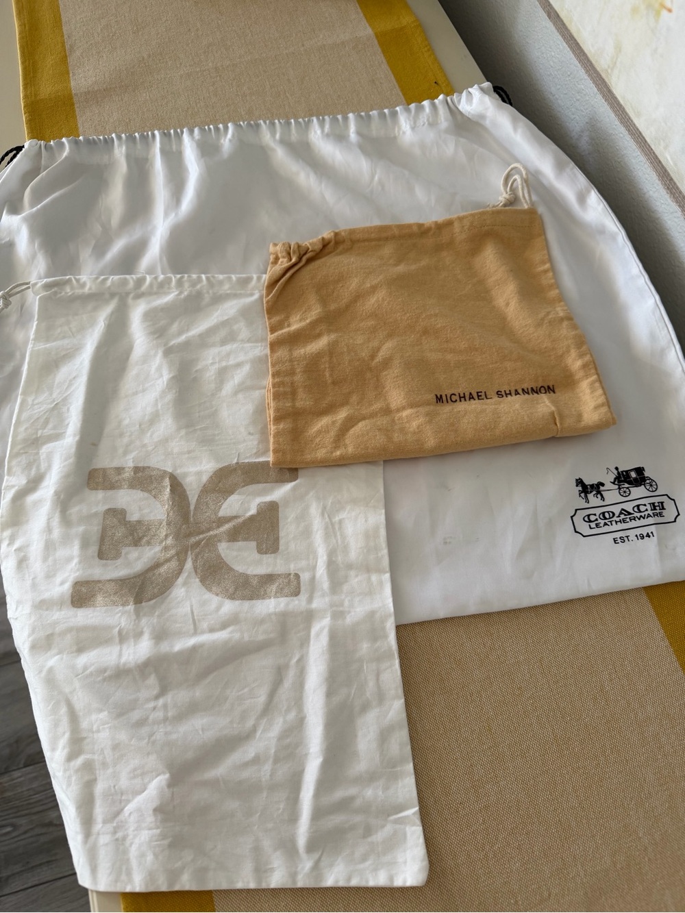 Coach White and Black Logo Dust Bag,